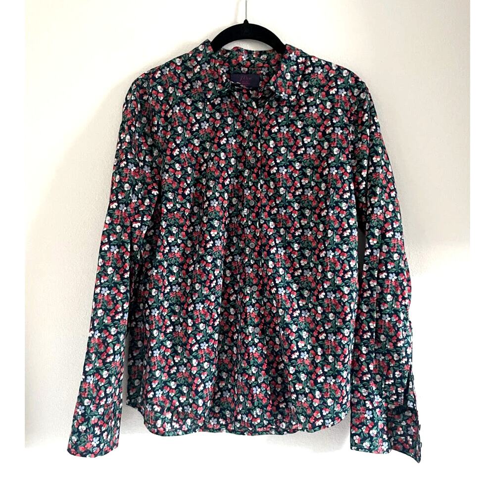 J. Crew x Liberty Sarah Floral Perfect Shirt long sleeve/Black/10 - Picture 2 of 8